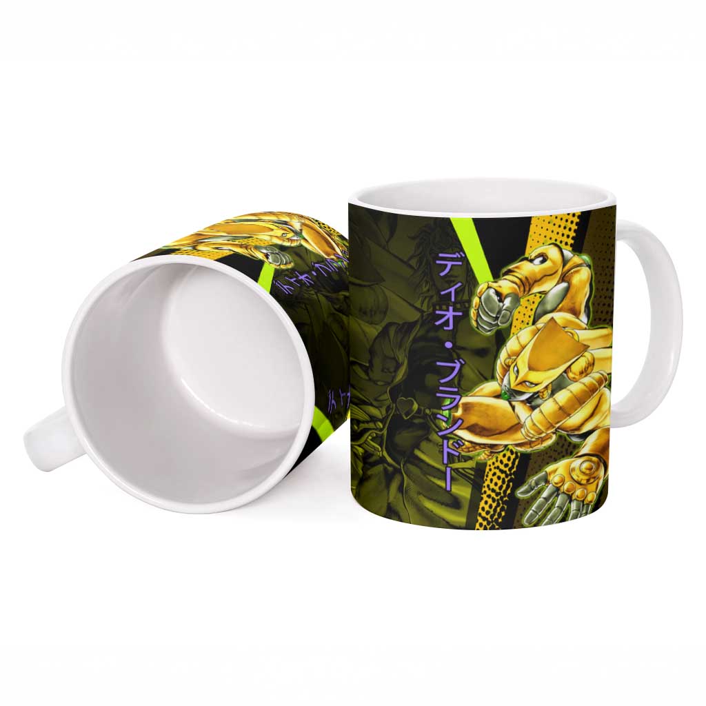 Dio Brando JoJo’s Bizarre Adventure Ceramic Mug with The World Stand and Comic Graphic - The Mazicc