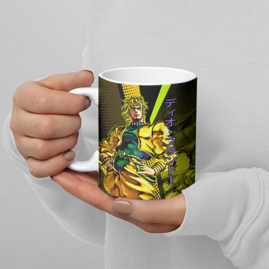 Dio Brando JoJo’s Bizarre Adventure Ceramic Mug with The World Stand and Comic Graphic - The Mazicc