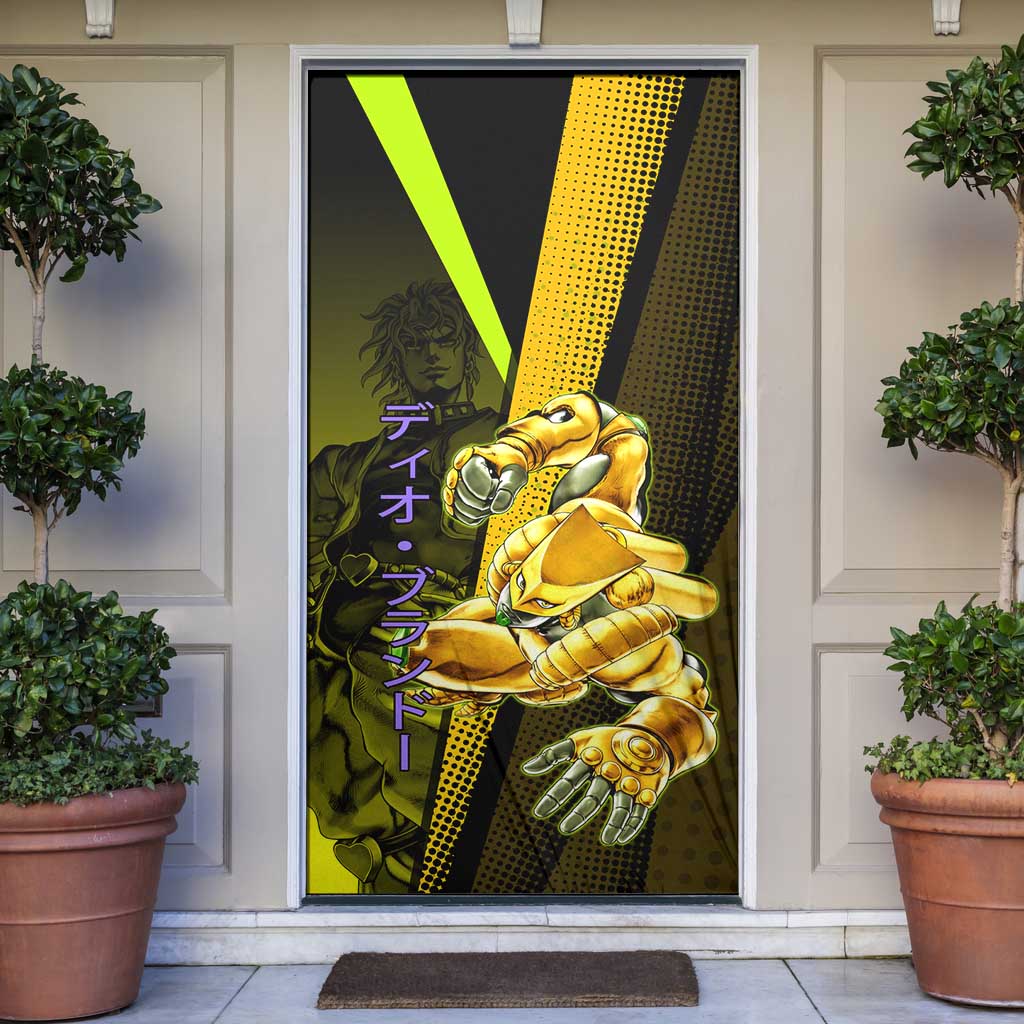 Dio Brando JoJo’s Bizarre Adventure Door Cover with The World Stand and Comic Graphic - The Mazicc