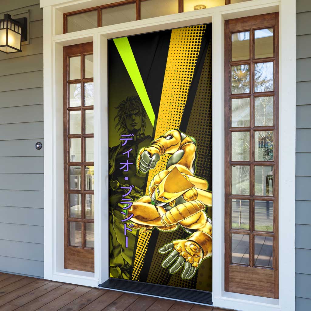 Dio Brando JoJo’s Bizarre Adventure Door Cover with The World Stand and Comic Graphic - The Mazicc