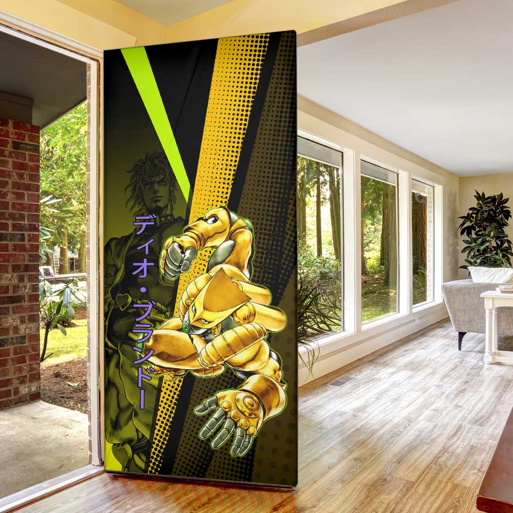 Dio Brando JoJo’s Bizarre Adventure Door Cover with The World Stand and Comic Graphic - The Mazicc