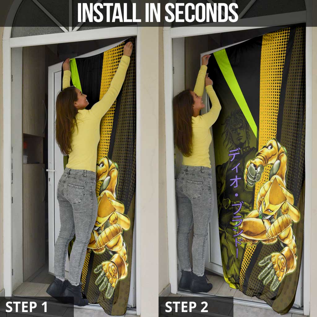 Dio Brando JoJo’s Bizarre Adventure Door Cover with The World Stand and Comic Graphic - The Mazicc