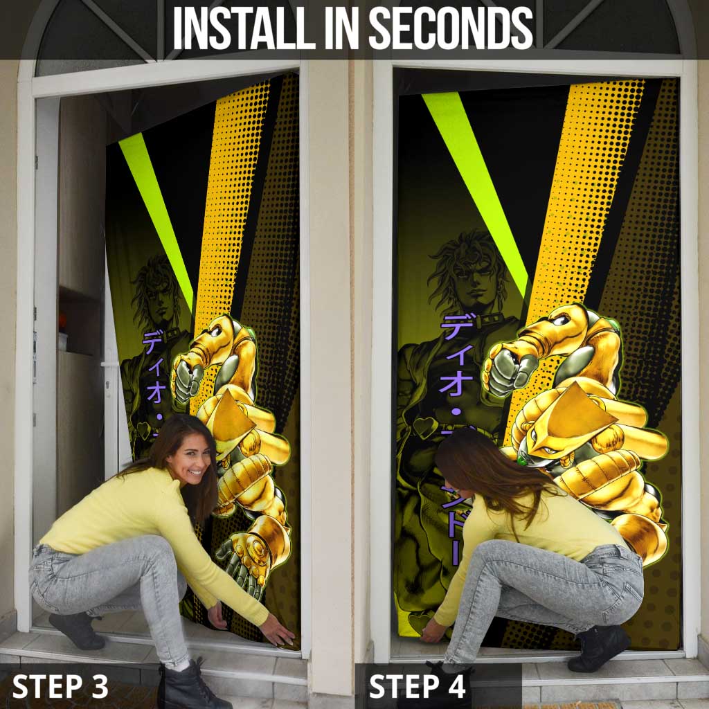 Dio Brando JoJo’s Bizarre Adventure Door Cover with The World Stand and Comic Graphic - The Mazicc