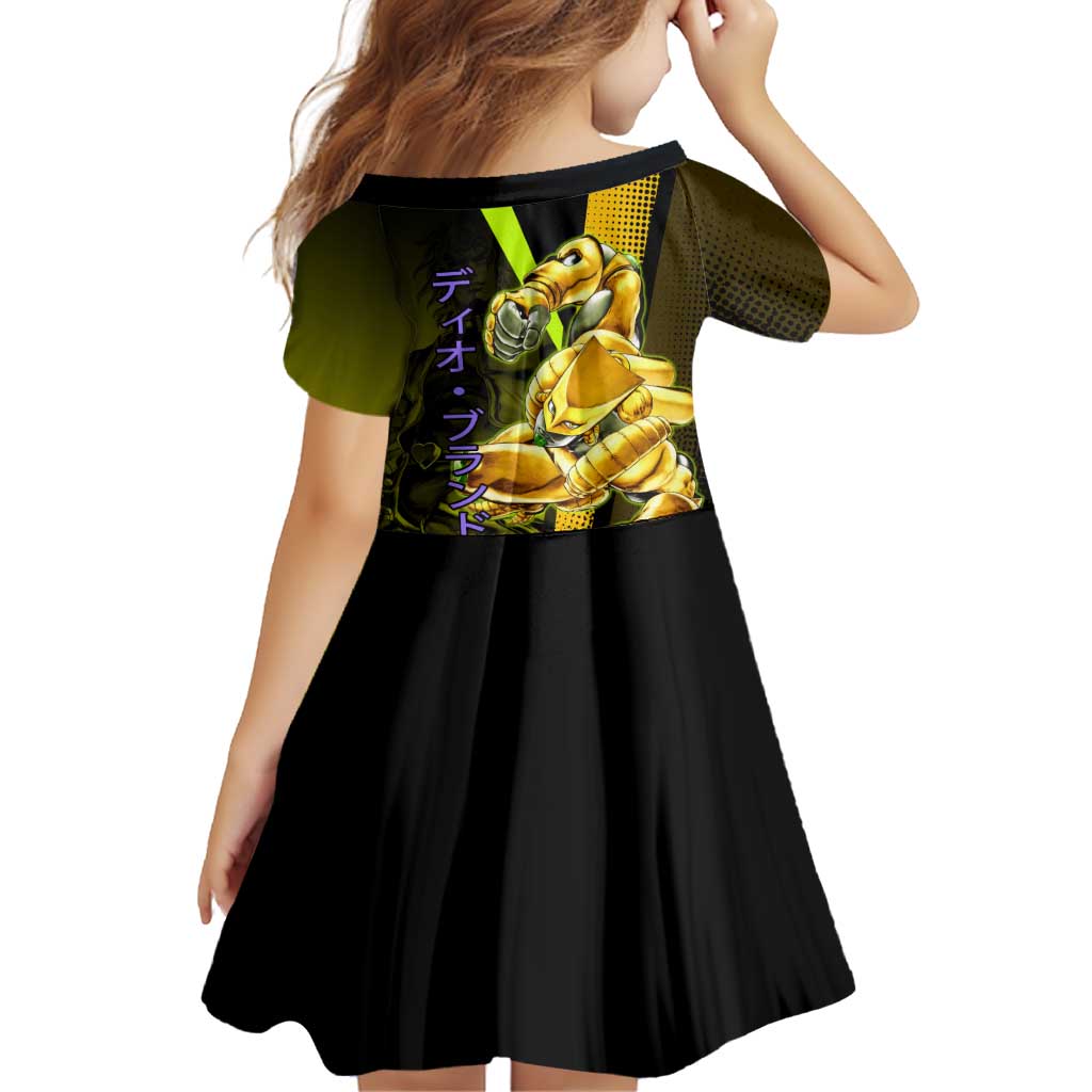 Dio Brando JoJo’s Bizarre Adventure Family Matching Summer Maxi Dress and Hawaiian Shirt with The World Stand and Comic Graphic
