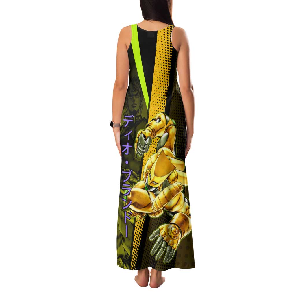 Dio Brando JoJo’s Bizarre Adventure Family Matching Tank Maxi Dress and Hawaiian Shirt with The World Stand and Comic Graphic