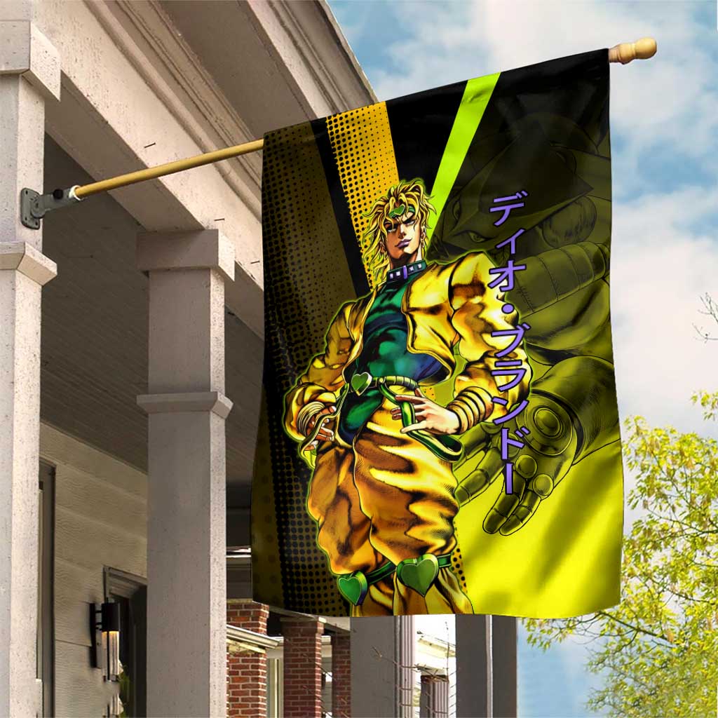 Dio Brando JoJo’s Bizarre Adventure Garden Flag with The World Stand and Comic Graphic - The Mazicc