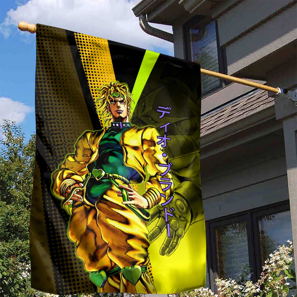 Dio Brando JoJo’s Bizarre Adventure Garden Flag with The World Stand and Comic Graphic - The Mazicc