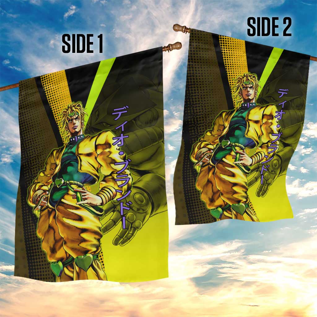 Dio Brando JoJo’s Bizarre Adventure Garden Flag with The World Stand and Comic Graphic - The Mazicc