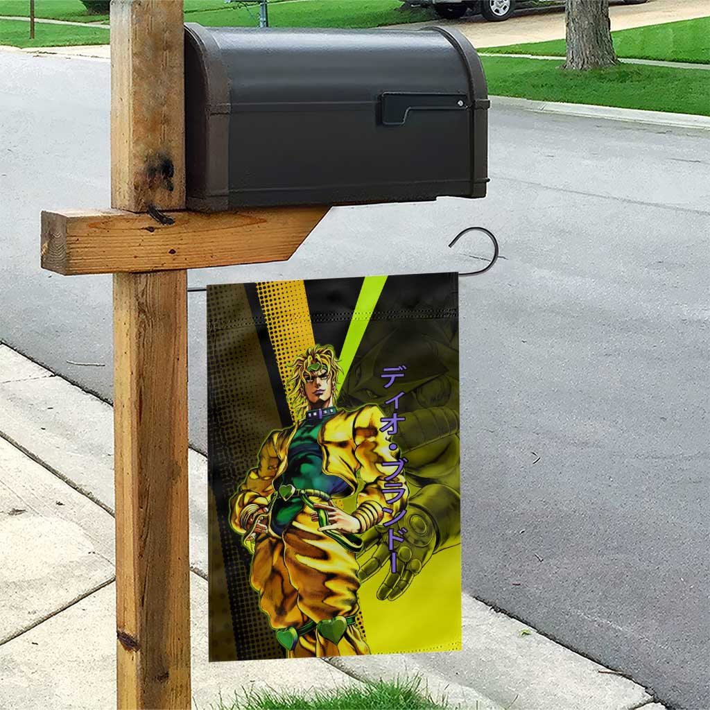 Dio Brando JoJo’s Bizarre Adventure Garden Flag with The World Stand and Comic Graphic - The Mazicc