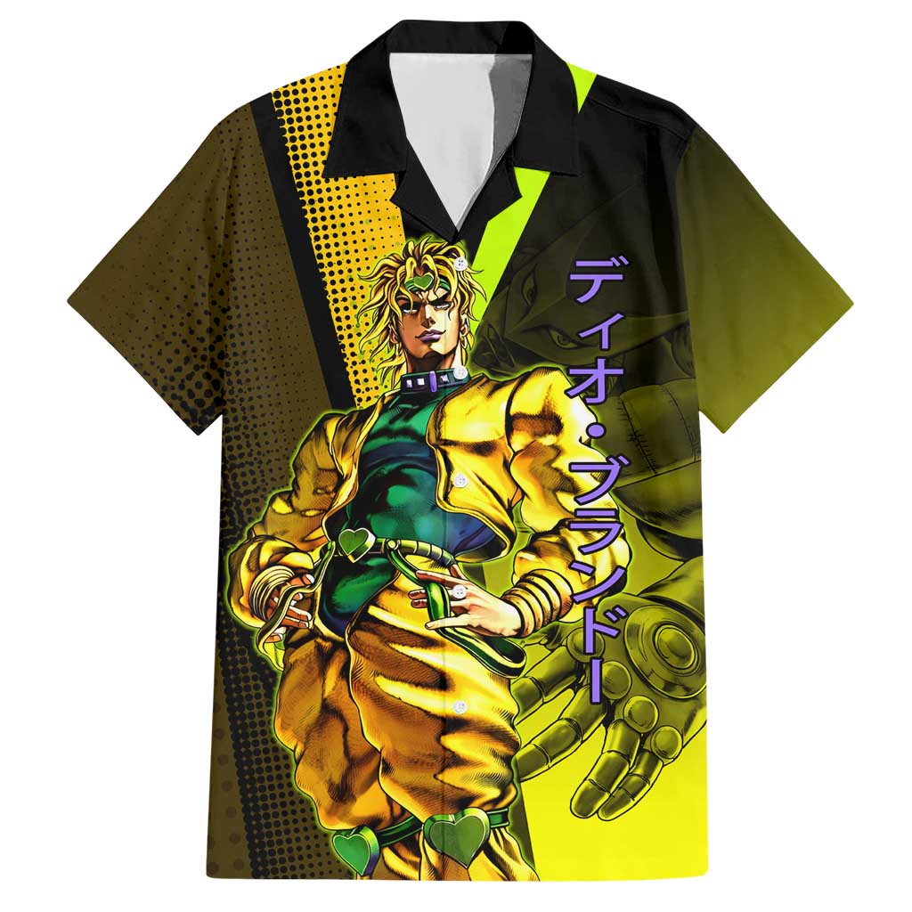 Dio Brando JoJo’s Bizarre Adventure Hawaiian Shirt with The World Stand and Comic Graphic - The Mazicc