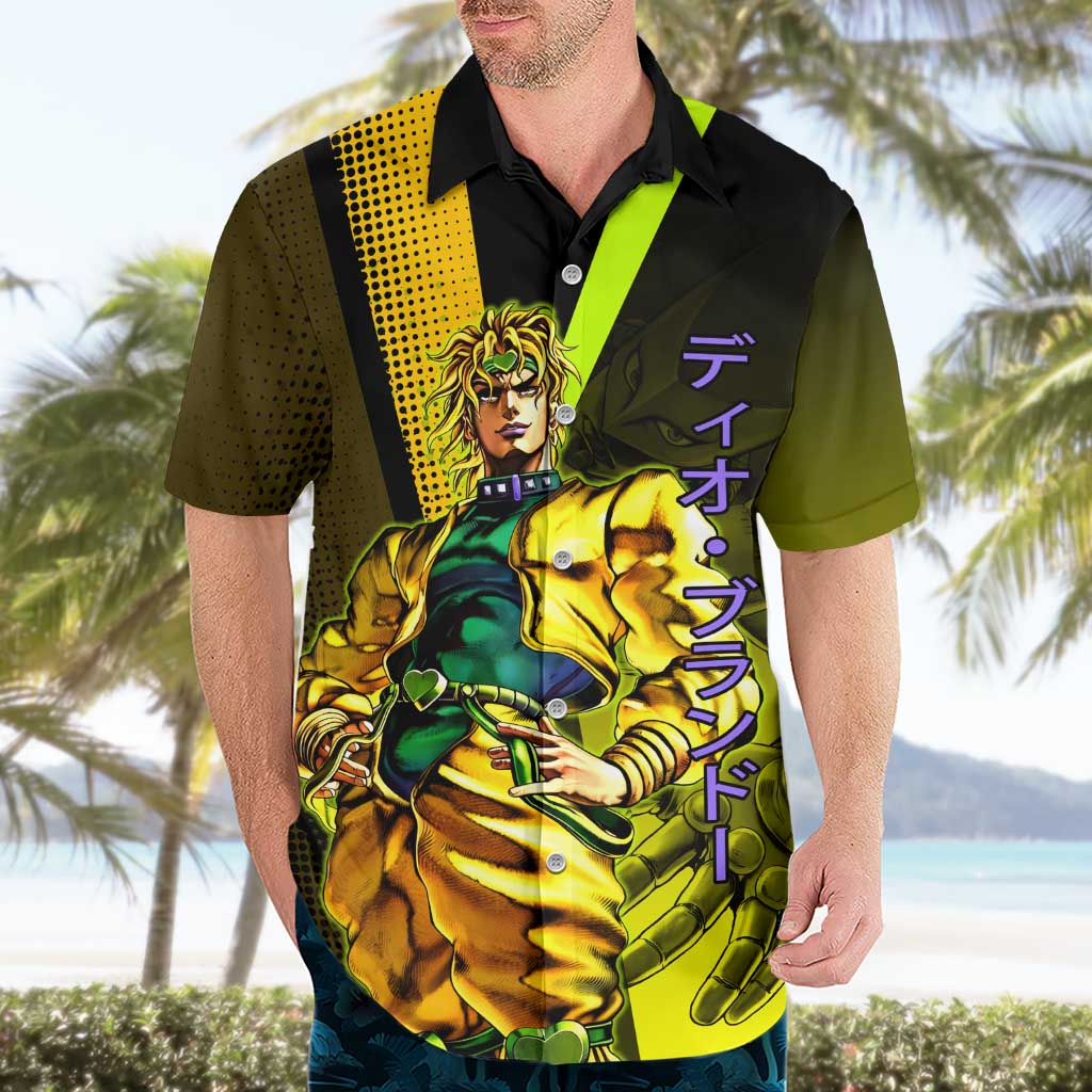 Dio Brando JoJo’s Bizarre Adventure Hawaiian Shirt with The World Stand and Comic Graphic - The Mazicc
