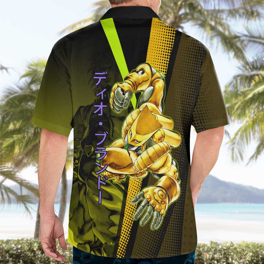 Dio Brando JoJo’s Bizarre Adventure Hawaiian Shirt with The World Stand and Comic Graphic - The Mazicc
