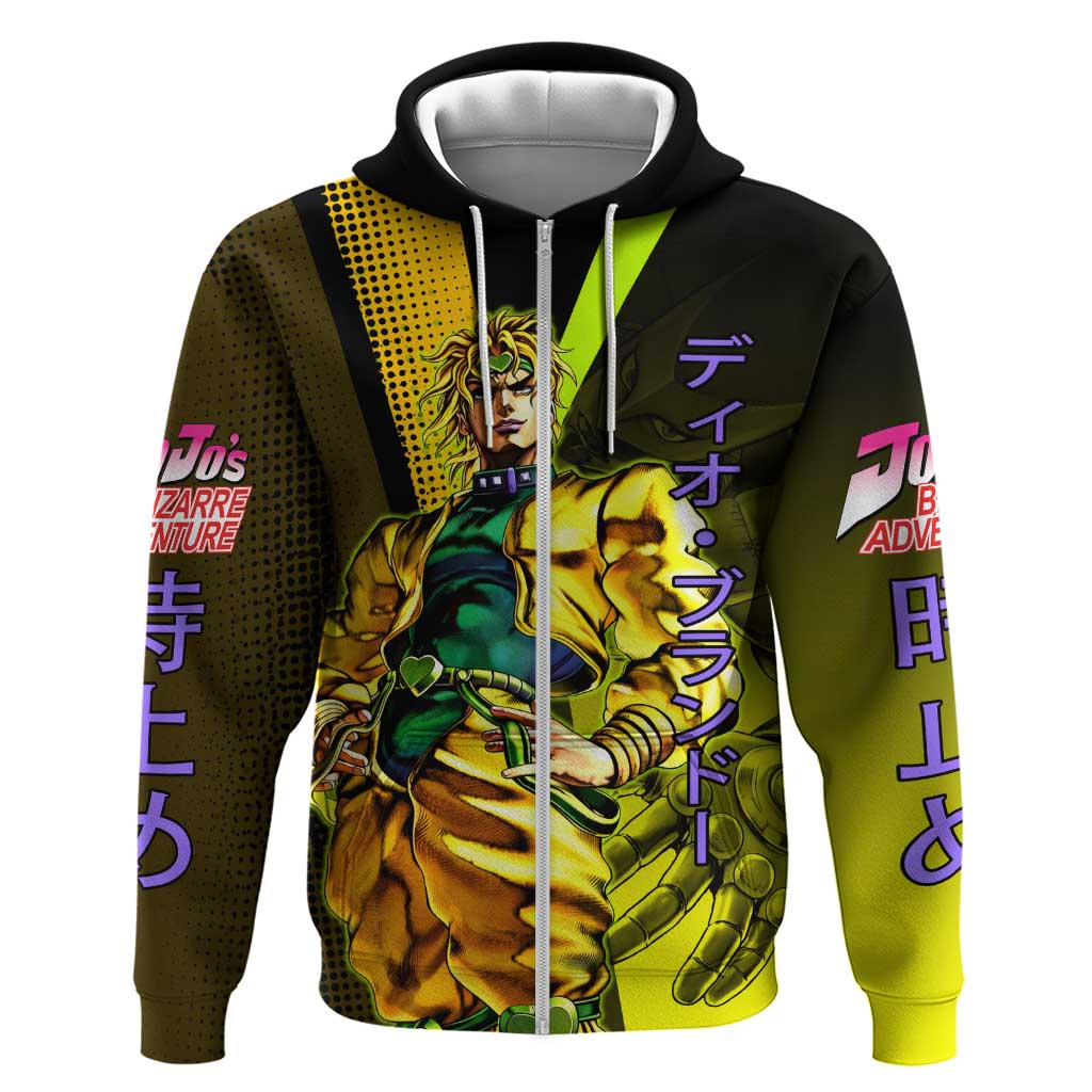 Dio Brando JoJo’s Bizarre Adventure Hoodie with The World Stand and Comic Graphic - The Mazicc