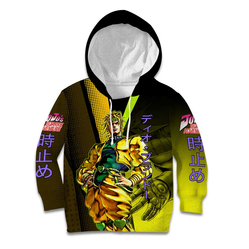 Dio Brando JoJo’s Bizarre Adventure Kid Hoodie with The World Stand and Comic Graphic - The Mazicc
