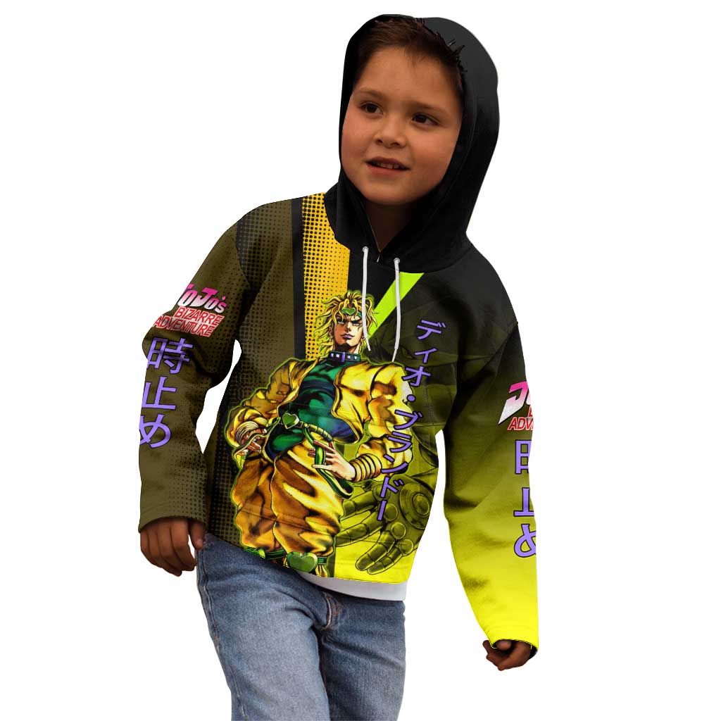 Dio Brando JoJo’s Bizarre Adventure Kid Hoodie with The World Stand and Comic Graphic - The Mazicc