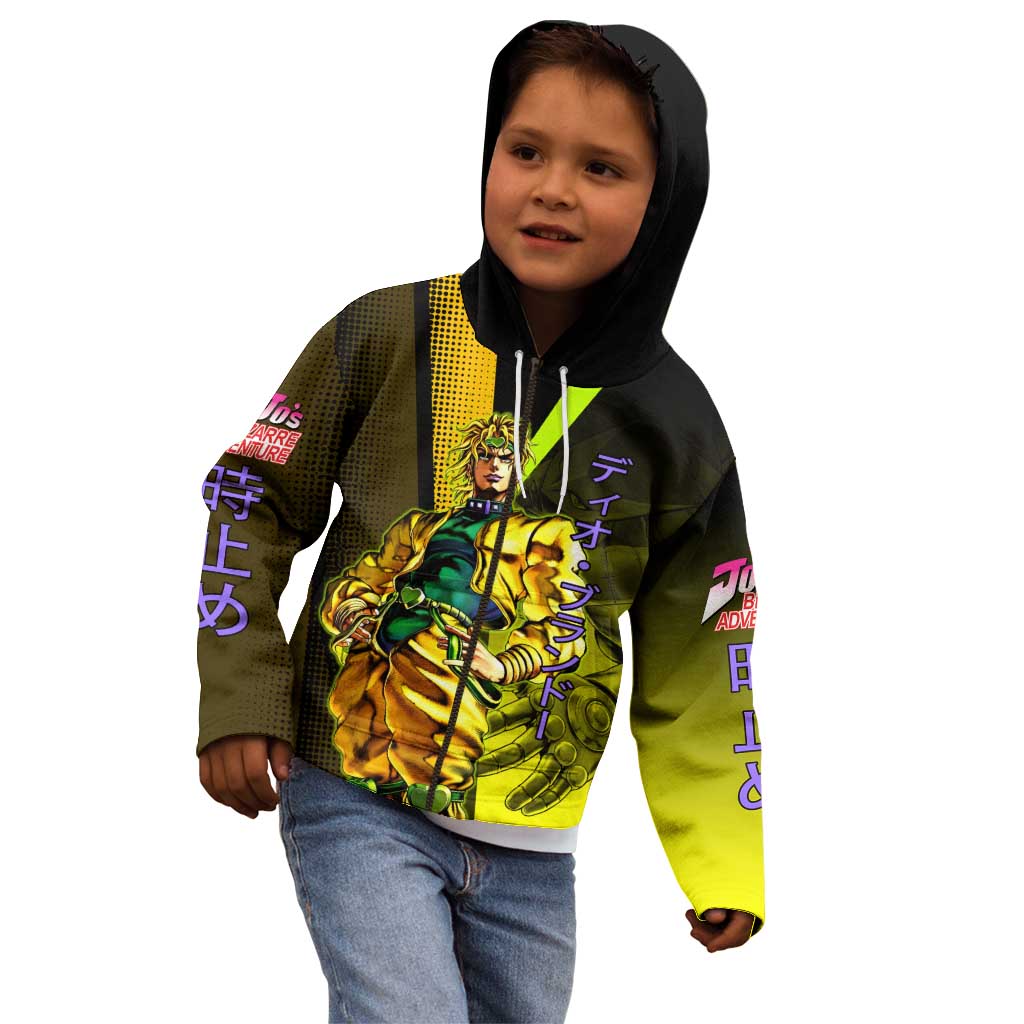 Dio Brando JoJo’s Bizarre Adventure Kid Hoodie with The World Stand and Comic Graphic - The Mazicc