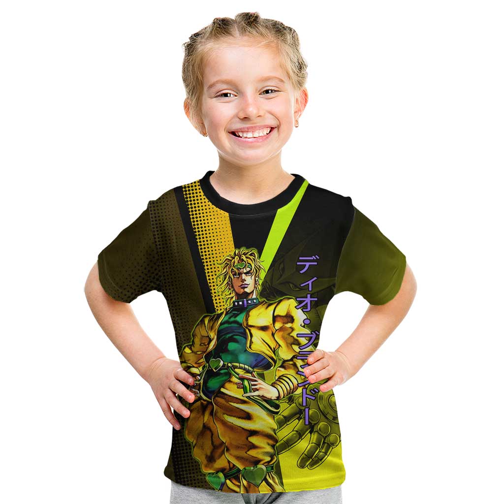Dio Brando JoJo’s Bizarre Adventure Kid T Shirt with The World Stand and Comic Graphic - The Mazicc