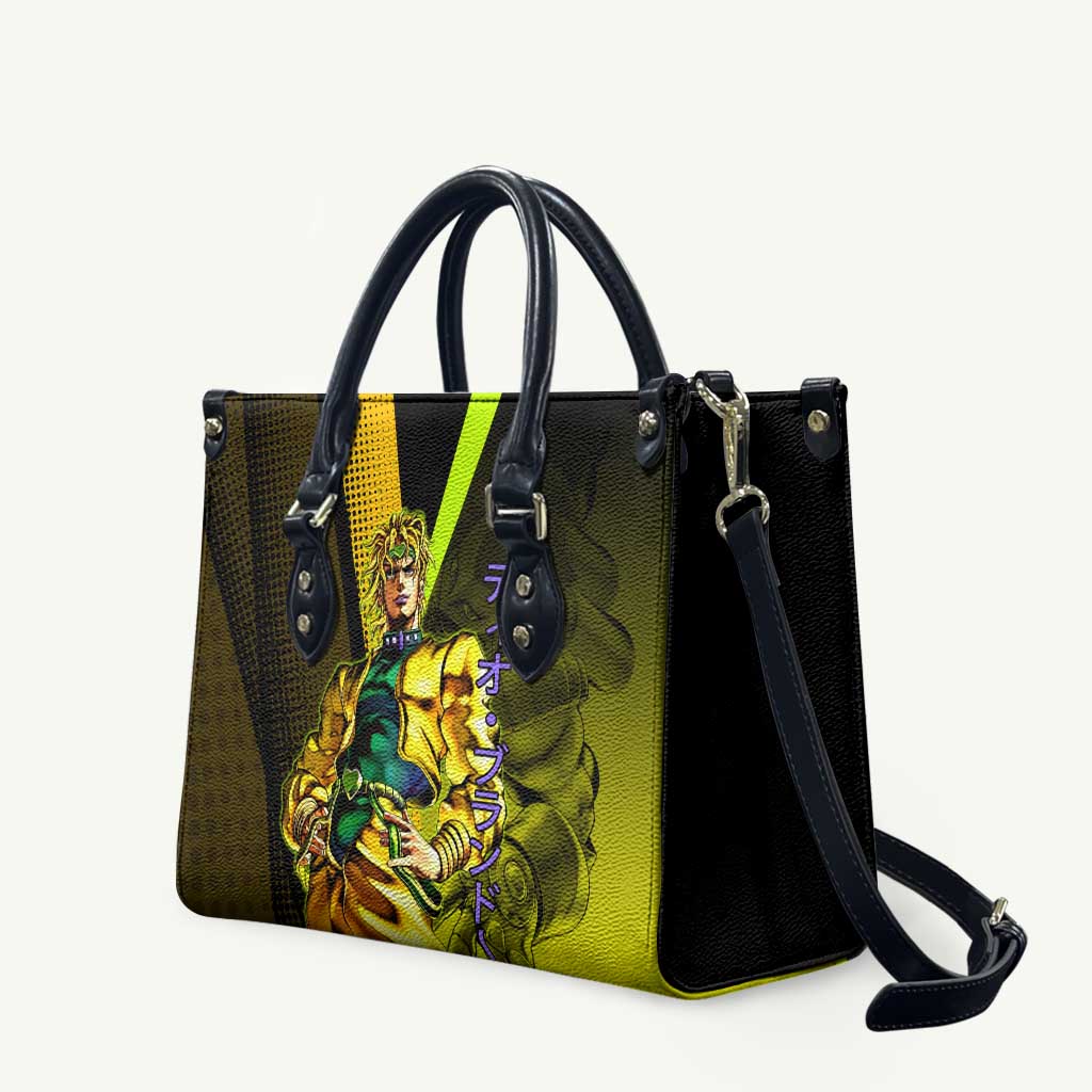 Dio Brando JoJo’s Bizarre Adventure Leather Bag with The World Stand and Comic Graphic - The Mazicc