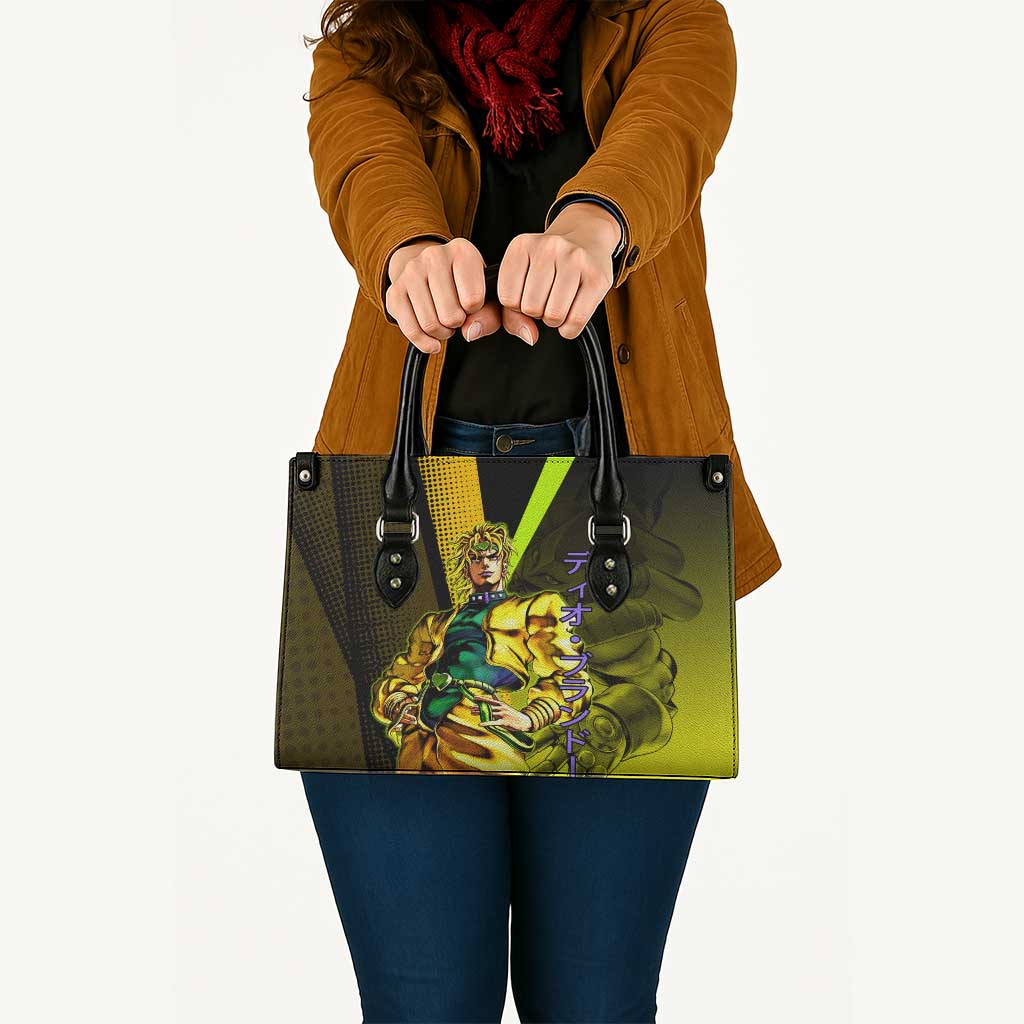Dio Brando JoJo’s Bizarre Adventure Leather Bag with The World Stand and Comic Graphic - The Mazicc