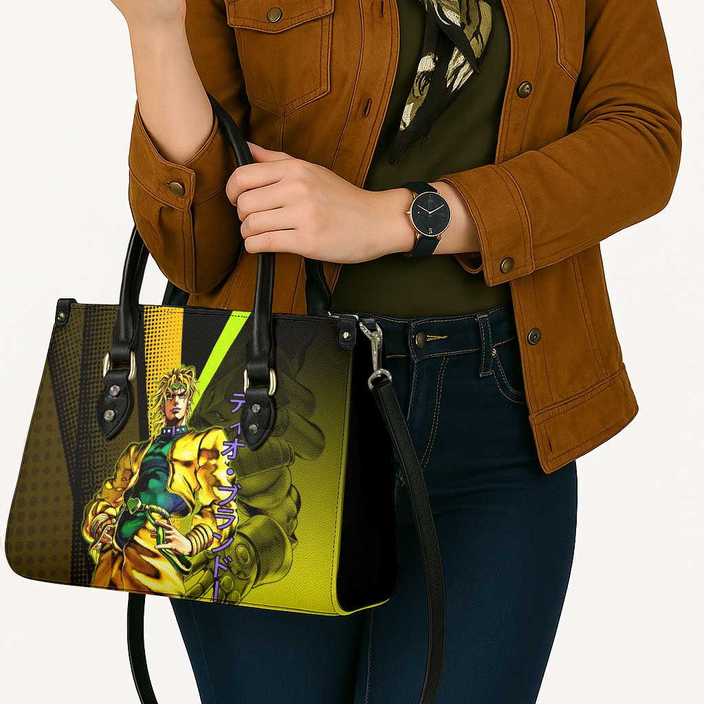 Dio Brando JoJo’s Bizarre Adventure Leather Bag with The World Stand and Comic Graphic - The Mazicc