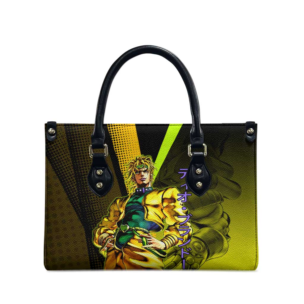 Dio Brando JoJo’s Bizarre Adventure Leather Bag with The World Stand and Comic Graphic - The Mazicc
