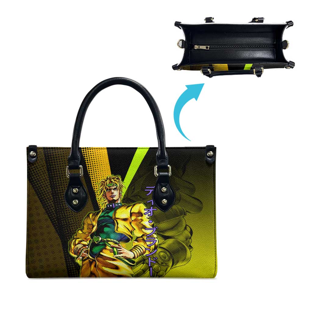 Dio Brando JoJo’s Bizarre Adventure Leather Bag with The World Stand and Comic Graphic - The Mazicc