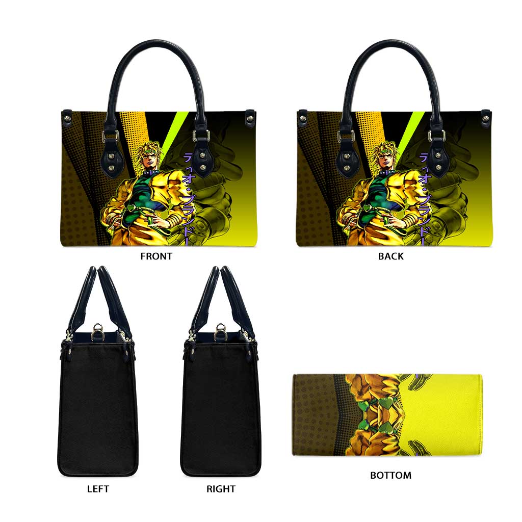 Dio Brando JoJo’s Bizarre Adventure Leather Bag with The World Stand and Comic Graphic - The Mazicc