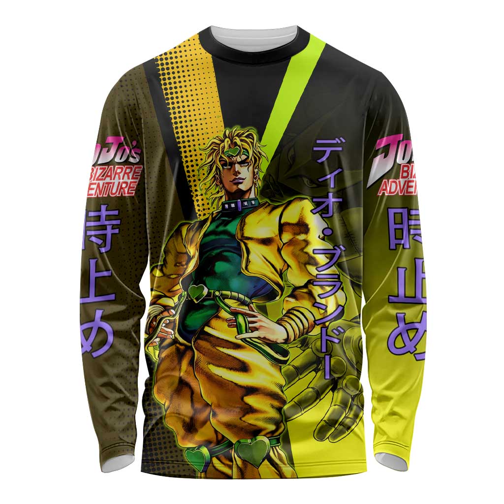Dio Brando JoJo’s Bizarre Adventure Long Sleeve Shirt with The World Stand and Comic Graphic - The Mazicc