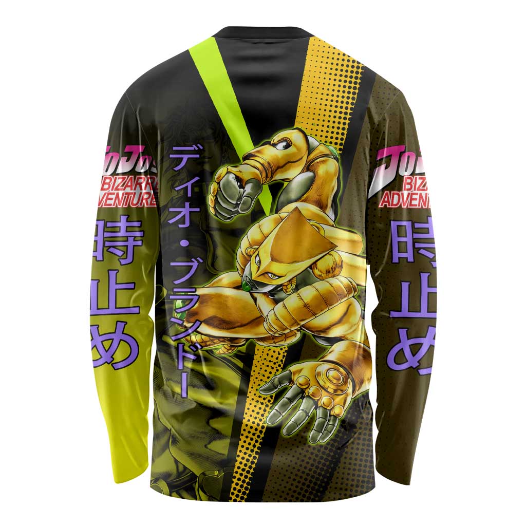 Dio Brando JoJo’s Bizarre Adventure Long Sleeve Shirt with The World Stand and Comic Graphic - The Mazicc
