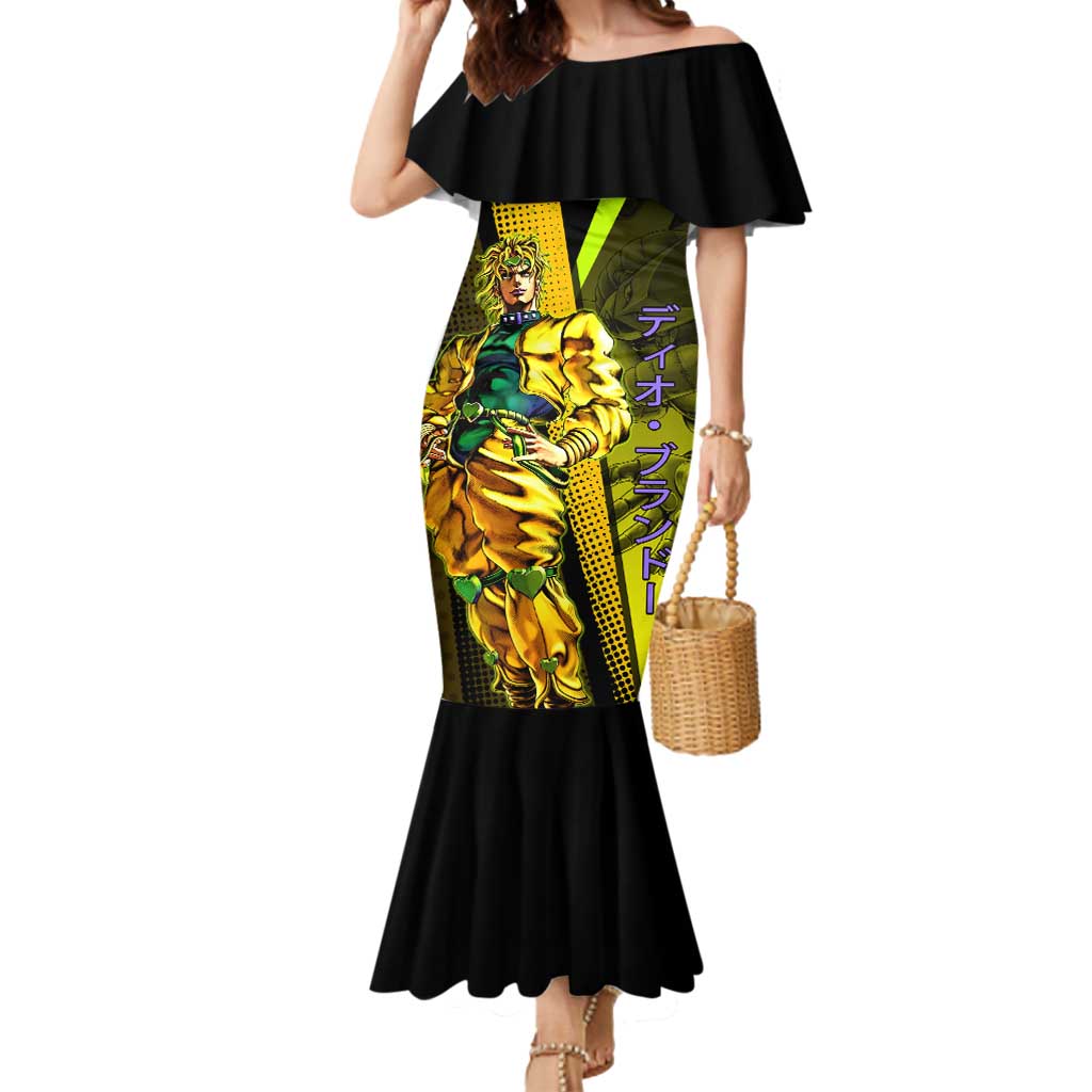 Dio Brando JoJo’s Bizarre Adventure Mermaid Dress with The World Stand and Comic Graphic - The Mazicc