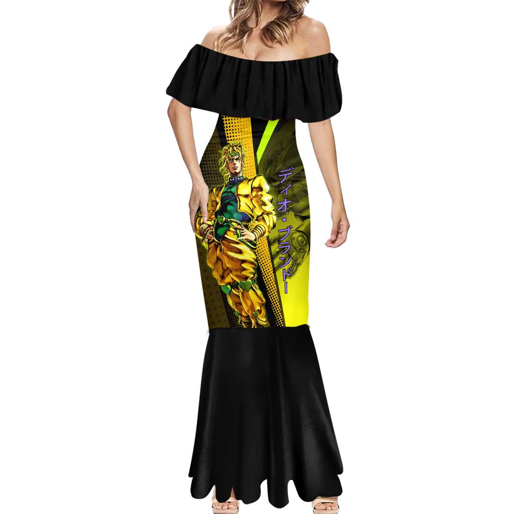 Dio Brando JoJo’s Bizarre Adventure Mermaid Dress with The World Stand and Comic Graphic - The Mazicc
