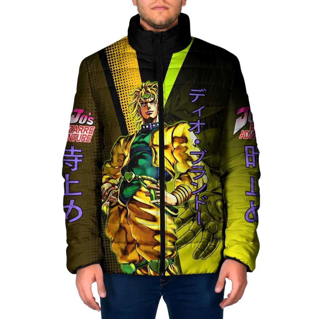 Dio Brando JoJo’s Bizarre Adventure Padded Jacket with The World Stand and Comic Graphic - The Mazicc
