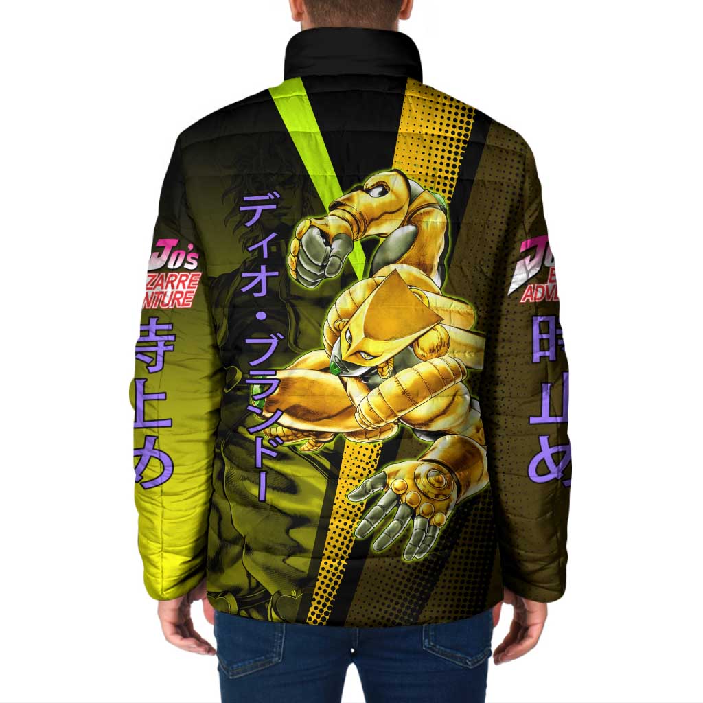 Dio Brando JoJo’s Bizarre Adventure Padded Jacket with The World Stand and Comic Graphic - The Mazicc