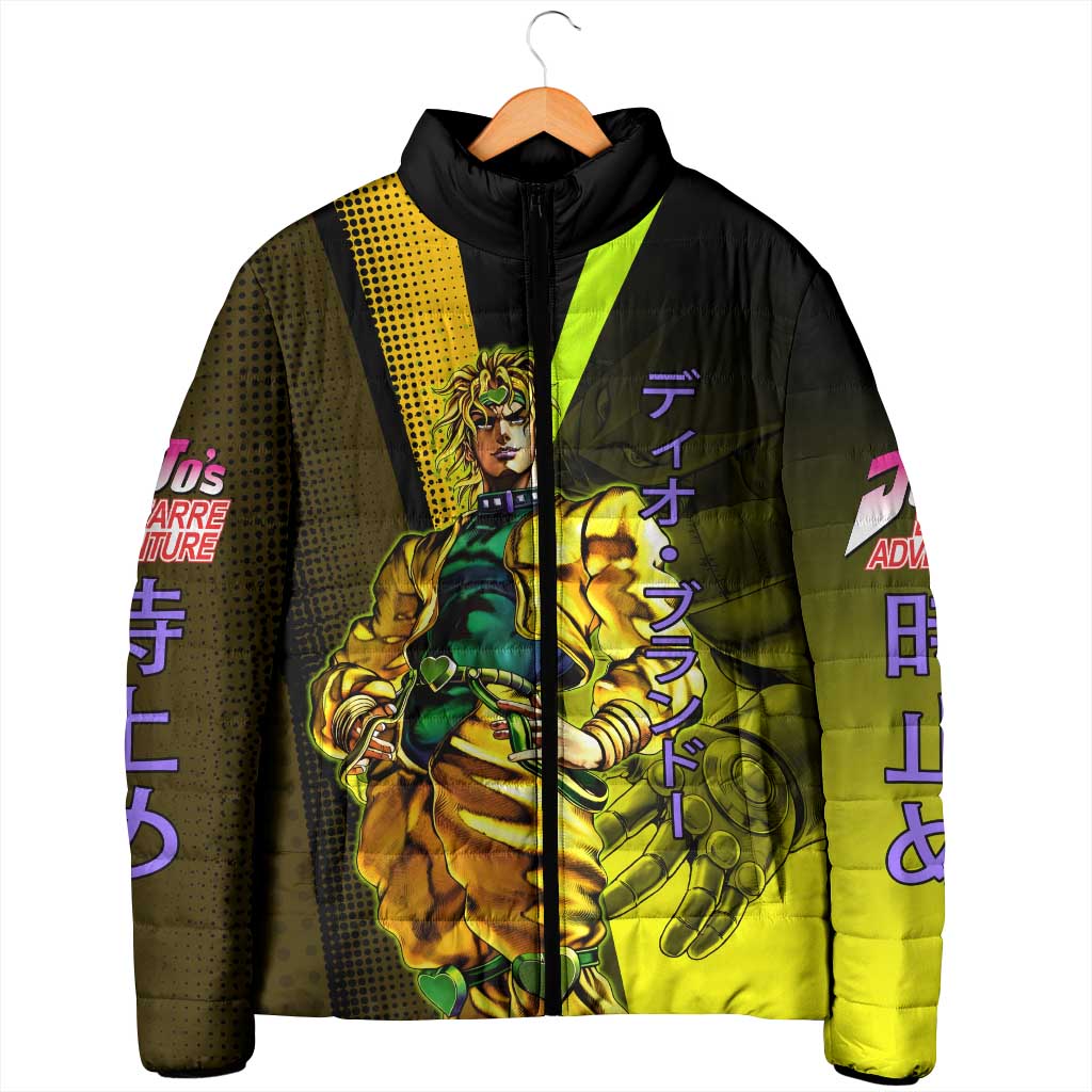Dio Brando JoJo’s Bizarre Adventure Padded Jacket with The World Stand and Comic Graphic - The Mazicc