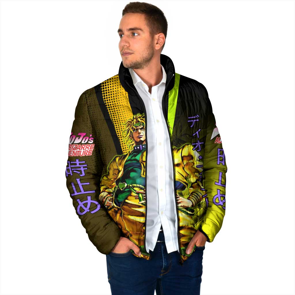 Dio Brando JoJo’s Bizarre Adventure Padded Jacket with The World Stand and Comic Graphic - The Mazicc