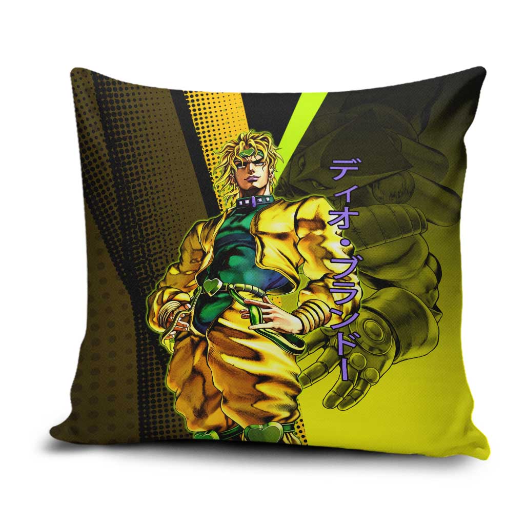 Dio Brando JoJo’s Bizarre Adventure Pillow Cover with The World Stand and Comic Graphic - The Mazicc