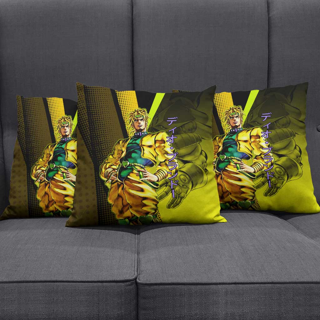 Dio Brando JoJo’s Bizarre Adventure Pillow Cover with The World Stand and Comic Graphic - The Mazicc