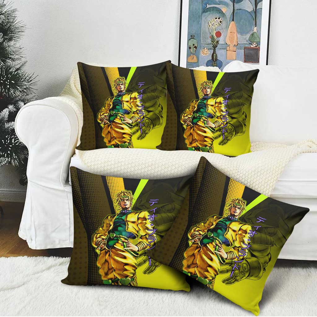 Dio Brando JoJo’s Bizarre Adventure Pillow Cover with The World Stand and Comic Graphic - The Mazicc
