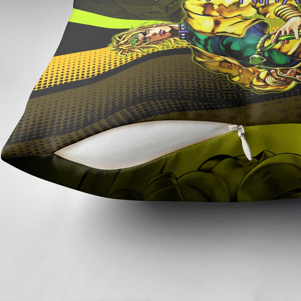 Dio Brando JoJo’s Bizarre Adventure Pillow Cover with The World Stand and Comic Graphic - The Mazicc
