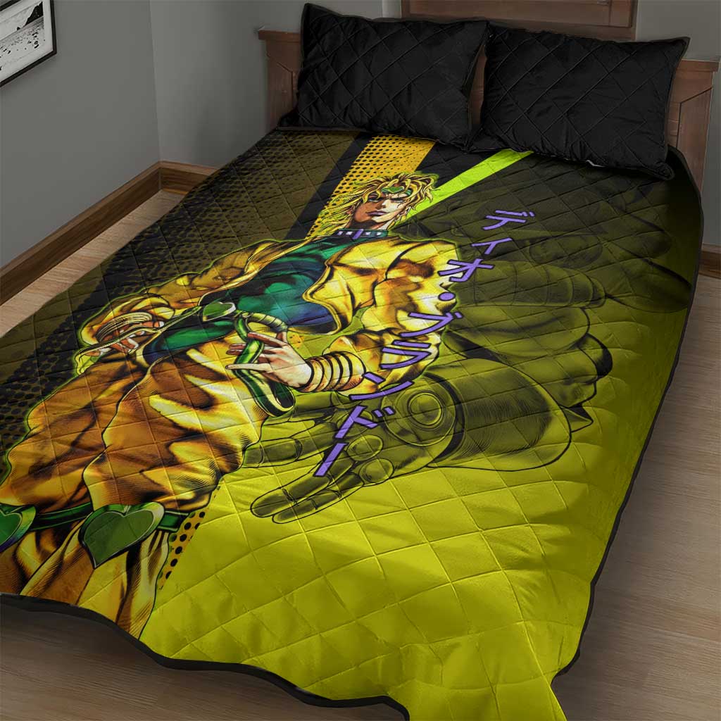 Dio Brando JoJo’s Bizarre Adventure Quilt Bed Set with The World Stand and Comic Graphic - The Mazicc
