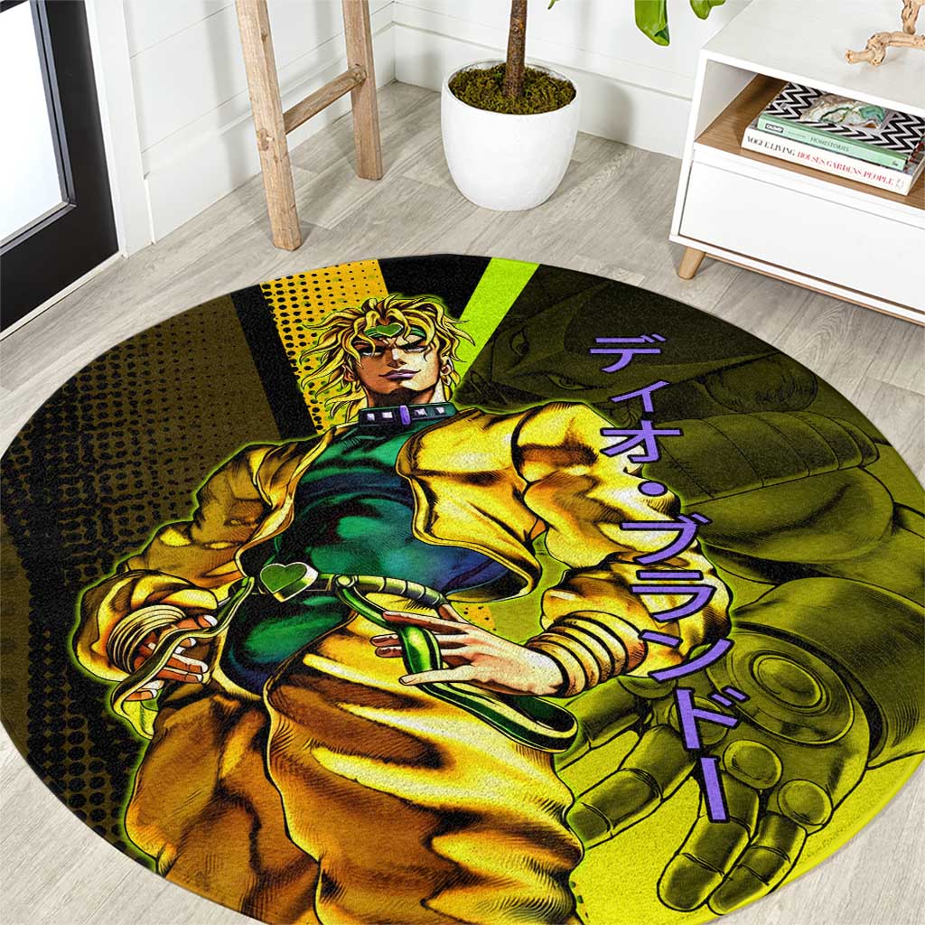 Dio Brando JoJo’s Bizarre Adventure Round Carpet with The World Stand and Comic Graphic - The Mazicc