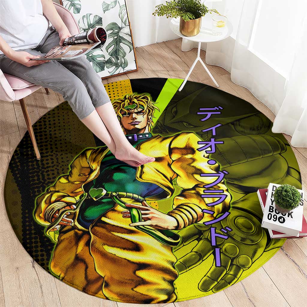 Dio Brando JoJo’s Bizarre Adventure Round Carpet with The World Stand and Comic Graphic - The Mazicc