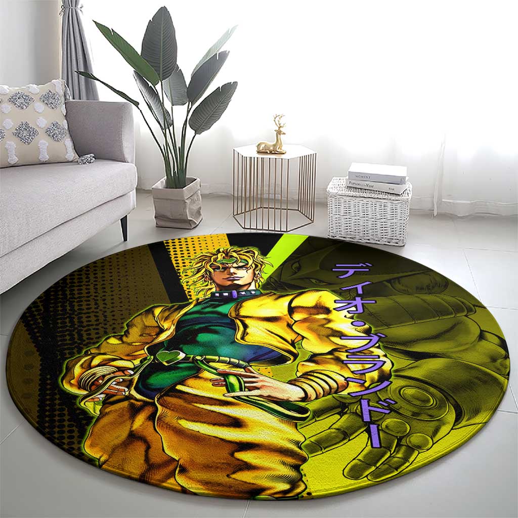 Dio Brando JoJo’s Bizarre Adventure Round Carpet with The World Stand and Comic Graphic - The Mazicc