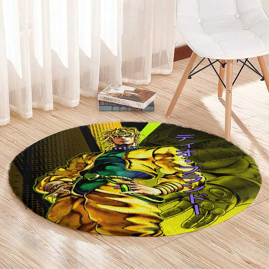 Dio Brando JoJo’s Bizarre Adventure Round Carpet with The World Stand and Comic Graphic - The Mazicc