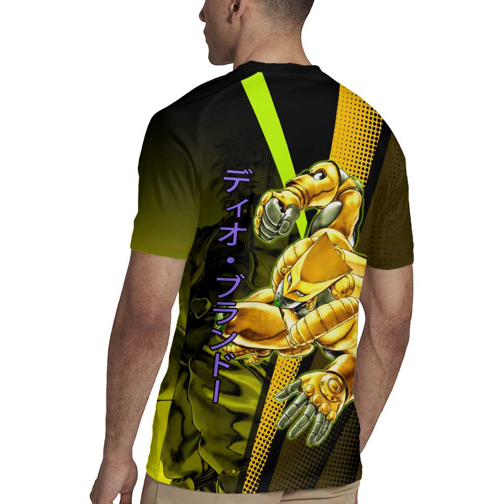 Dio Brando JoJo’s Bizarre Adventure Rugby Jersey with The World Stand and Comic Graphic - The Mazicc