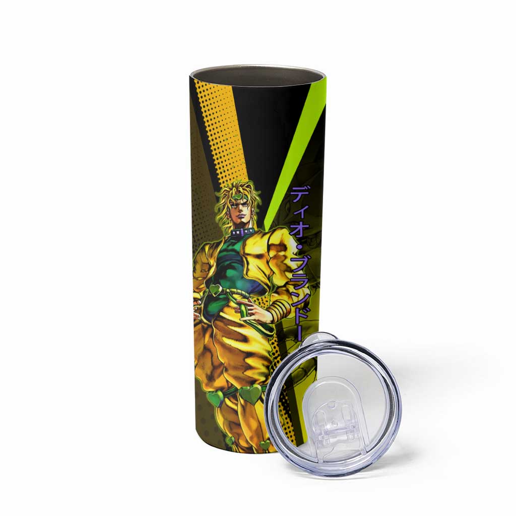 Dio Brando JoJo’s Bizarre Adventure Skinny Tumbler with The World Stand and Comic Graphic - The Mazicc