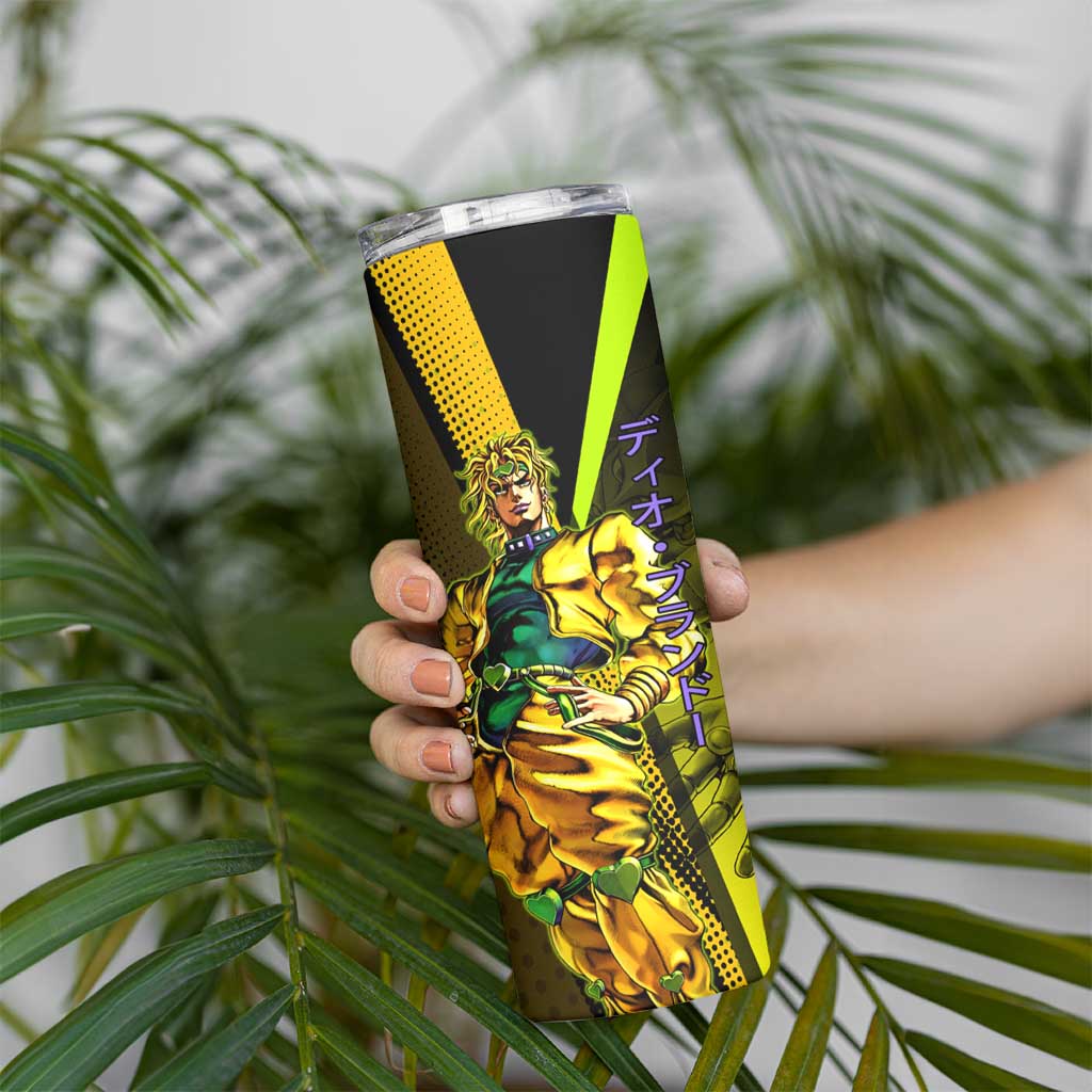 Dio Brando JoJo’s Bizarre Adventure Skinny Tumbler with The World Stand and Comic Graphic - The Mazicc