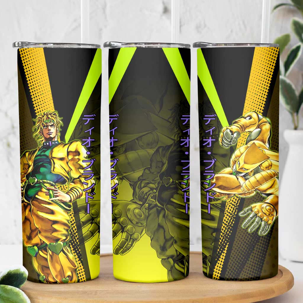 Dio Brando JoJo’s Bizarre Adventure Skinny Tumbler with The World Stand and Comic Graphic - The Mazicc
