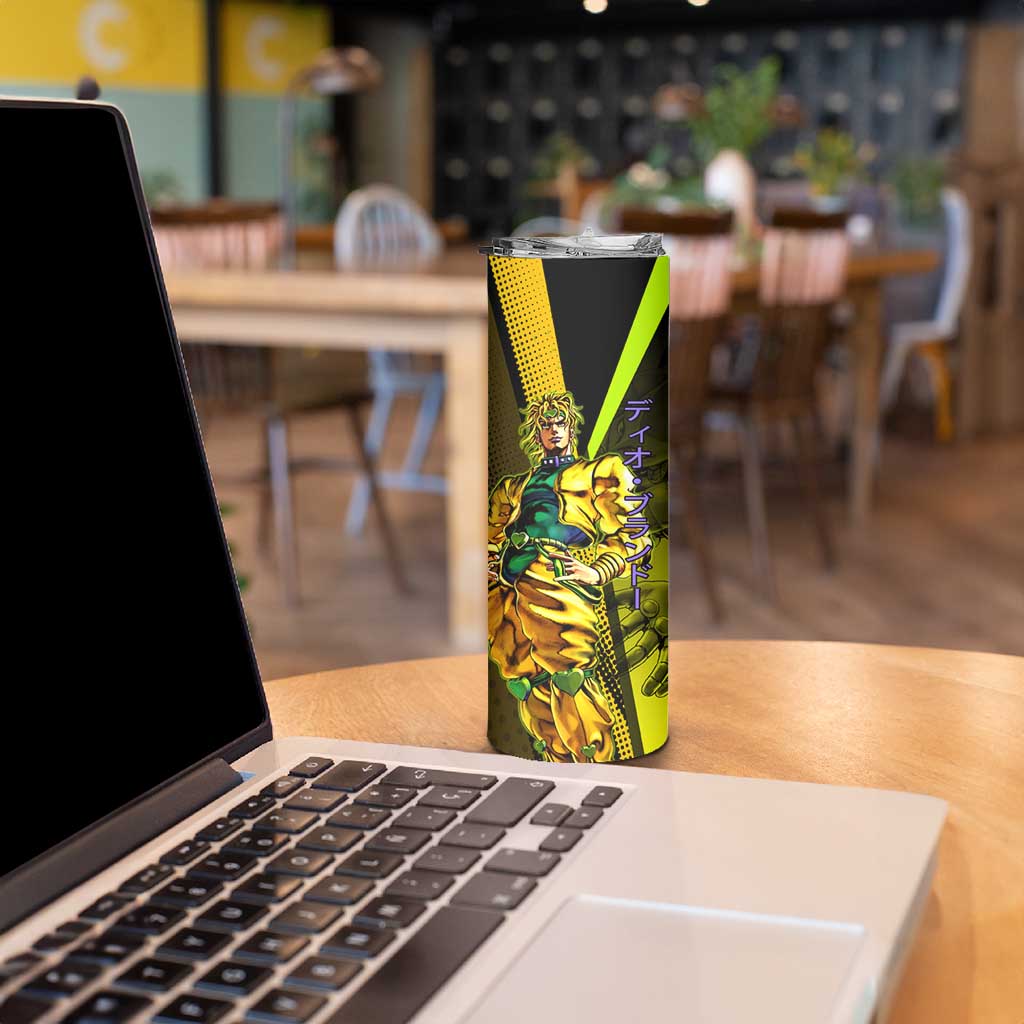 Dio Brando JoJo’s Bizarre Adventure Skinny Tumbler with The World Stand and Comic Graphic - The Mazicc