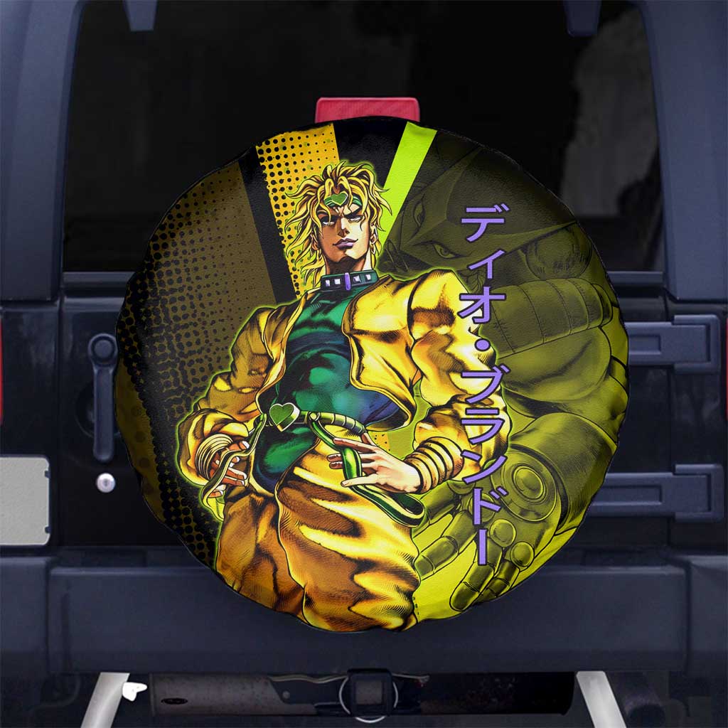 Dio Brando JoJo’s Bizarre Adventure Spare Tire Cover with The World Stand and Comic Graphic - The Mazicc